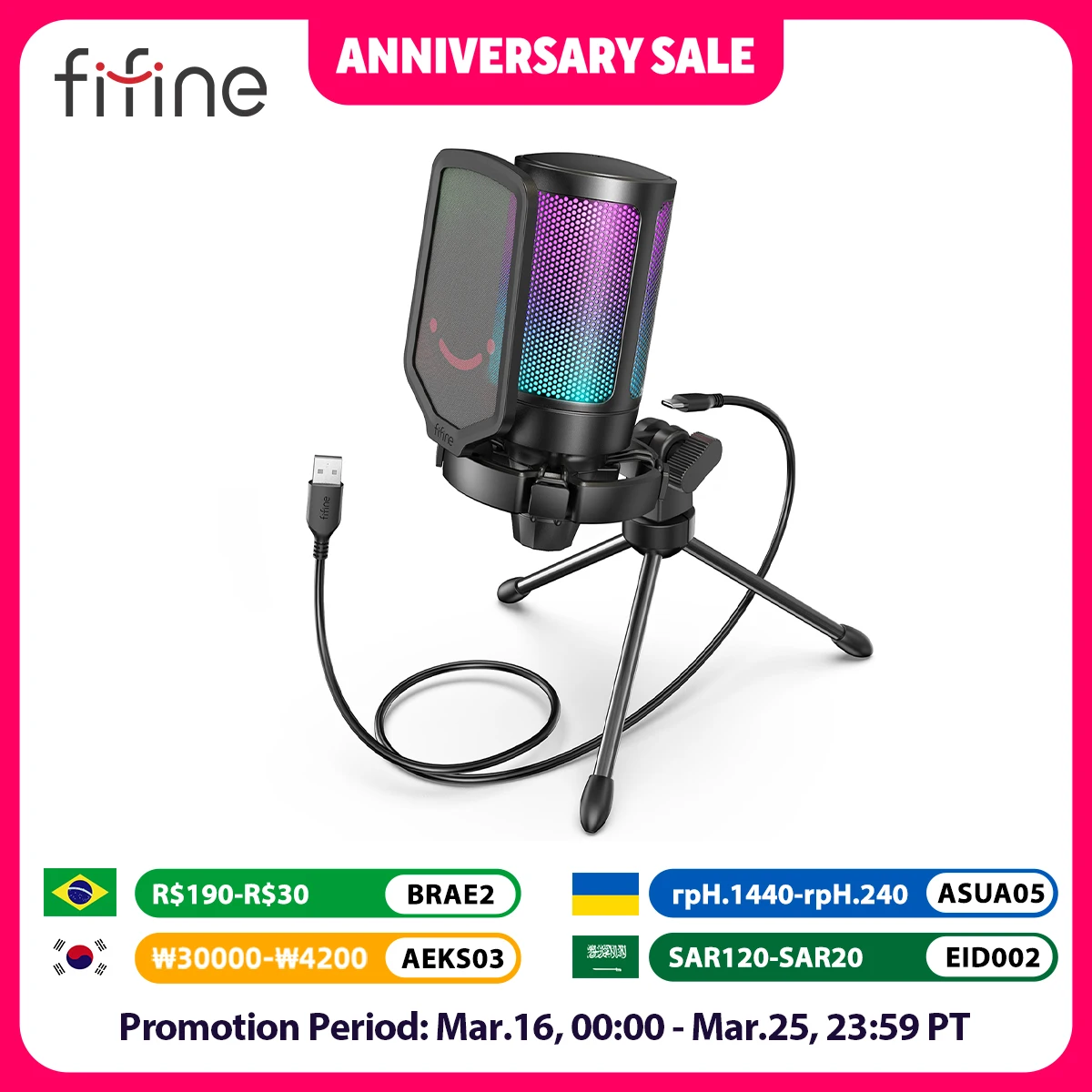 FIFINE USB Condenser Gaming Microphone, for PC PS4 PS5 MAC with Pop Filter Shock Mount&Gain Control for Podcasts ,Ampligame A6V FIFINE USB Condenser Gaming Microphone, for PC PS4 PS5 MAC with Pop Filter Shock Mount&Gain Control for Podcasts ,Ampligame A6V