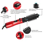 Rotating Hair Dryer Brush Electric Blow Drier Comb Hot Air Straightener Curler Iron One Step 2 Gears Blower Replaceable 2 Heads 5