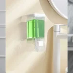 Homefish Perforated Manual Press Soap Dispenser Wall Mounted Traceless Disinfectant Bottle Bathroom Transparent Soap Dispenser 2