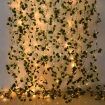 2/5/10M Silk Leaves Fake Creeper Green Leaf Ivy Vine LED String Lights for Home Wedding Hanging Garland Artificial Plants Decor 2