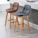 Solid wood bar chair bar chair high stool home backrest bar chair simple 3