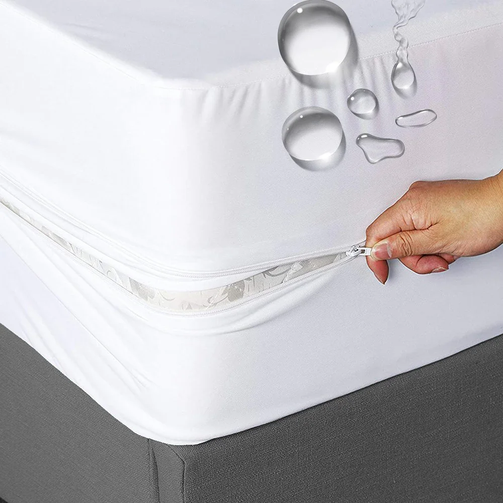 6-Sides Fully Enclosed Waterproof Mattress Cover with Zipper Dust-proof Fitted Sheet for Double Bed, Twin, Full, Queen, King 6-Sides Fully Enclosed Waterproof Mattress Cover with Zipper Dust-proof Fitted Sheet for Double Bed, Twin, Full, Queen, King