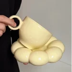 Ceramic Cloud Coffee Mug Sets Creative Flowers Saucer Mug Exquisite Office Afternoon Tea Cups Kitchen Drinkware Home Accessories 6