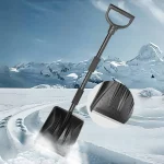 Snow Shovel with Adjustable Length D-Grip Handle Driveway Scoop Shovel for Car Snow Removal Portable for Home Garage Garden Camp 4