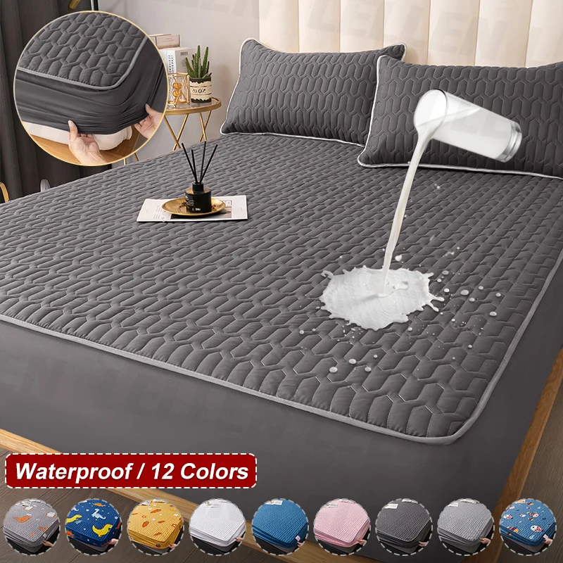Waterproof Thicken Mattress Cover Quilted Latex Mat Bed Covers Pad Skin-Friendly Fitted Sheet Protector Bedspread150/160/180x200 Waterproof Thicken Mattress Cover Quilted Latex Mat Bed Covers Pad Skin-Friendly Fitted Sheet Protector Bedspread150/160/180x200