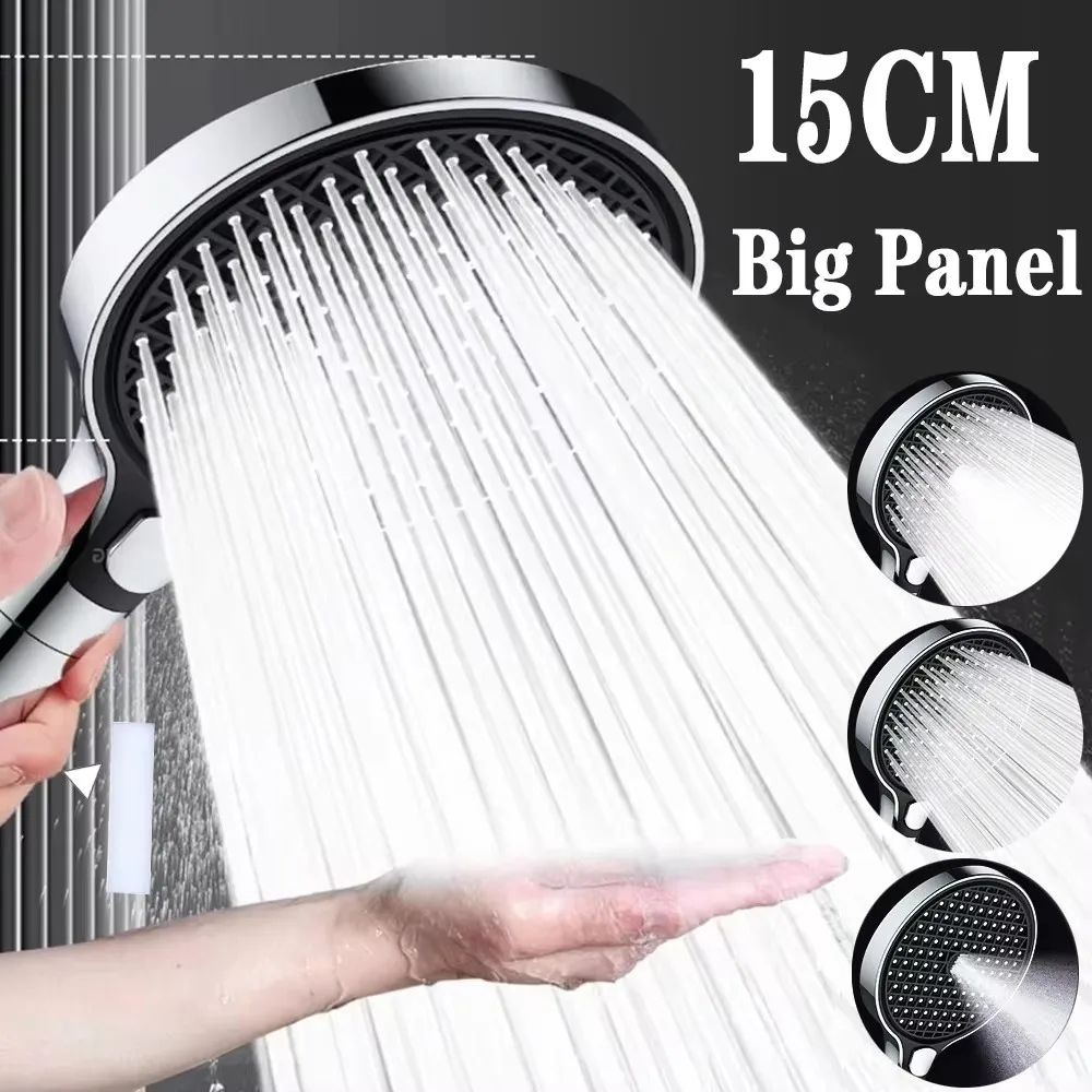 15CM Big Panel High Pressure Shower Head With Filter 3 Modes Large Flow Spray Nozzle Rainfall Shower Faucet Bathroom Accessories 15CM Big Panel High Pressure Shower Head With Filter 3 Modes Large Flow Spray Nozzle Rainfall Shower Faucet Bathroom Accessories