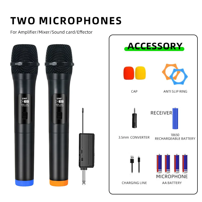 2.4G Wireless Microphone UHF Fixed Frequency 2 Channels Handheld Mic Micphone For Party Karaoke Professional Church Show Meeting 2.4G Wireless Microphone UHF Fixed Frequency 2 Channels Handheld Mic Micphone For Party Karaoke Professional Church Show Meeting