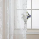 1 Piece Vintage Floral Embroidery Clear Lace Curtain Panel - Privacy & Light Filtering, Machine Washable, 4