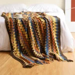 100% Acryl Hand Knitted Blanket with Tassel Summer Blanket Bed Sofa Travel Breathable Chic Bohemian Soft Comfortable Blanket 4