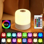 LED Night Light Dimmable Rechargeable/Plug-in Desktop Bedroom Bedside Lighting Decorative Touchscreen Reading RGB Desk Lamp 4