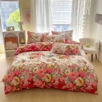 Floral Duvet Cover Set with Zipper Closure - 3 Piece Bedding Set Includes 1  Duvet Cover and 2 Pillowcases 2