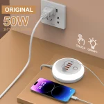 Multi Ports Charger PD 50W USB Type C Mobile Phone Power Adapter For iPhone Xiaomi Huawei Samsung USB Quick Charging Power Strip 4