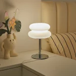 Bedroom bedside lamp creamy style table lamp USB plug tri color dimming living room study atmosphere light 3