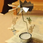 Silver Xmas Rotating Rotary Spinning Carrousel Tea Light Candle Holder Center Decor Newest 5