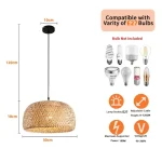 Bamboo Lantern 30cm Pendant Lamp Natural Rattan Wicker E27 LED Chandeliers Hand-Woven Lampshades Lighting Fixture Hanging Light 5
