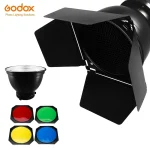Photography Studio Flash Accessory Godox BD-04 Barn Door with Honeycomb Grid + 4 Color Gel Filter For Bowen Standard Reflector 3