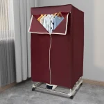 1200-1500W IPX1 Corded Electric Clothes Dryer with Outer Cover PTC 5-layer Heating 4 Towel Rails 4 Wheels