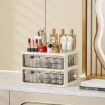 Cream Color Cosmetics Box,Multi-compartment Lipstick/Mask Organizer,Drawer Dresser for Skincare/Makeup Brushes,1–4 tiers 5