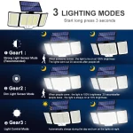 Solar Light Outdoor 328/348 LED Integrated Super Bright Motion Sensor Strong Power IP65 Waterproof 3 Working Modes Garden Wall 3