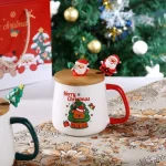 New Year Festive Christmas Xmas Theme Ceramic Mug Cup Set with Spoon and Lid Christmas Gift Box Mug Milk Coffee Tea Breakfast 5