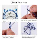 1.4m Color phone Wire Cord Rope Protecto Anti-break spring protection rope for USB Charging Cable earphone Data Bobbin Winder 6