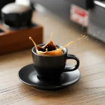 MHW-3BOMBER Espresso Mug 80ml Ceramic Coffee Cup and Saucer Professional Home Barista Latte Art Mug Exquisite Kitchen Accessorie 2