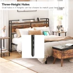 Headboard Queen Size, Headboard with 2 Outlets and 4 USB Ports, Adjustable Height, Storage Rack, Sturdy and Stable 2