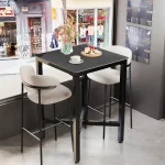 3 Colors Upscale Tall Bar Table, Square Marble Top, Kitchen Counter Restaurant Pub Club, Cocktail Table 3