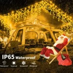 NEW Solar Christmas Icicle Lights 162/96 LED 8 Modes Waterproof Curtain String Lights for Outdoor Garden Room Holiday Lighting 4