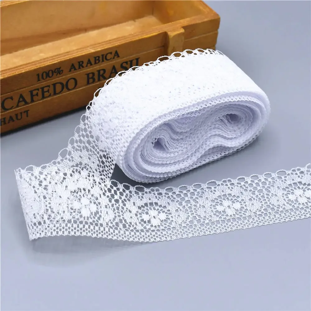 10 Yards High Quality Beautiful White Lace Ribbon Tape 40MM Lace Trim DIY Embroidered For Sewing Decoration african lace fabric 10 Yards High Quality Beautiful White Lace Ribbon Tape 40MM Lace Trim DIY Embroidered For Sewing Decoration african lace fabric