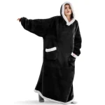 150/180cm Winter Thick Blanket Extra Plush Hoodie Lengthened Large Pocket Imitation Cashmere Home Coat Fleece TV Blanket 1pc 2