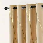 2Pcs Golden Wave &Circle Blackout Curtains Thermal Insulated Light Filtering Drapes with Grommet Top  Living Room Bedroom 4