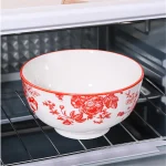 6PCS Ceramic rice bowl, 4.5-inch round bowl, suitable for microwave and oven, home kitchen tableware 5