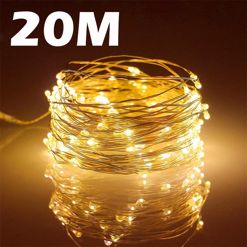 USB Led Fairy Lights Copper Wire String 20M 200LED Holiday Outdoor Lamp Garland For Christmas Tree Wedding Party Decoration USB Led Fairy Lights Copper Wire String 20M 200LED Holiday Outdoor Lamp Garland For Christmas Tree Wedding Party Decoration