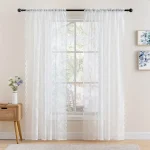 1 Piece Vintage Floral Embroidery Clear Lace Curtain Panel - Privacy & Light Filtering, Machine Washable,