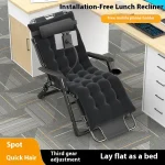 GIANXI Outdoor Recliner With Phone Holder Terrace Chair With Cotton Padded Lawn Outdoor Lounge Gravity Camp Folding Recliner