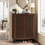 Tribesigns 6-Tier Shoe Cabinet with Louvered Doors, Large Wooden Shoe Storage Cabinet with Adjustable Shelves 4