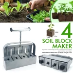 Handheld Seedling 4 Soil Block Maker 2 Inch Soils Blocking Tool Used for Seedling Greenhouse Garden Supplies 2