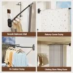 No Drill Sucker Folding Rod Shower Curtain Set Invisible Shower Partition Bathroom Dry-wet Separation Waterproof Retractable 6