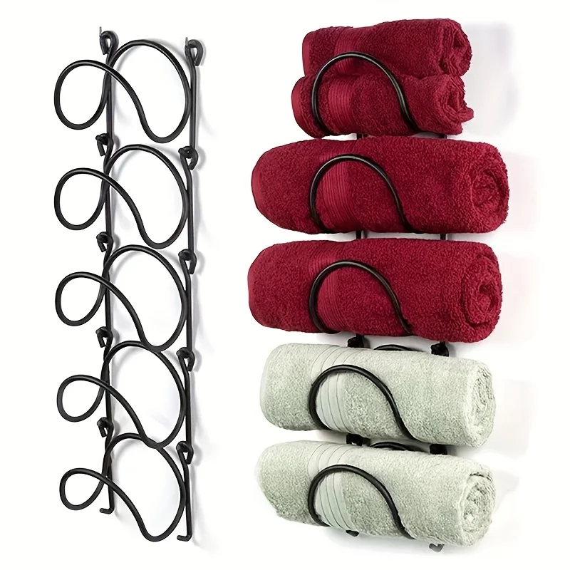 6-Piece Wrought Iron Towel Rack Wall-Mounted With Hooks Sturdy Easy Install Space-Saving For Bathroom Kitchen | 24-hour Shipping 6-Piece Wrought Iron Towel Rack Wall-Mounted With Hooks Sturdy Easy Install Space-Saving For Bathroom Kitchen | 24-hour Shipping