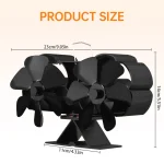 Dual Head 6 Blade Heat Powered Stove Fan with Carrying Handle and Overheating Protection Portable Heat Fan 5