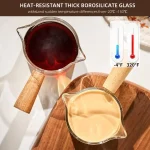 Glass Measuring Cup With Wood Handle 1pc Glass Espresso Measuring Cup Double Single Mouth Milk Coffee Clear Mug Coffee Supplies 6