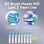 Seago Rotating Electric Rechargeable Toothbrush Teeth Cleaning with 8 Brush Toothbrush Heads 5 Modes Portable Smart Timer 2