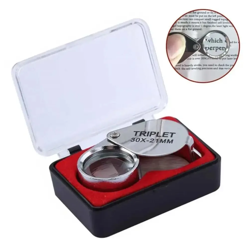10-30X Pocket Loupe Magnifier Jewelry Magnifying Glass Foldable Diamond Triplet Jewelers Eye Glass Tool Reading Magnifier 10-30X Pocket Loupe Magnifier Jewelry Magnifying Glass Foldable Diamond Triplet Jewelers Eye Glass Tool Reading Magnifier