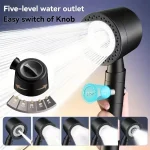 New High Pressure Water Saving Filter Shower Head 5 Modes Handheld Shower Head One Button Stop Bathroom Accessories Set 2