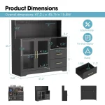 Wine Bar Cabinet with RGB Light, Liquor Cabinet with Wine Rack and Glass Holder, Coffee Bar Cabinets with USB Power, Customized 2