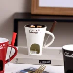 130ml Chocolate Fondue Mug Melting Cups Hot Pot Ceramic Melted Cups Butter Warmer Heating Tea Light Melt Pot for Candy Chocolate 2