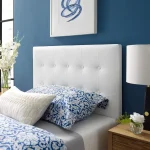 White Tufted Vegan Leather Twin Headboard with Adjustable Height, Elegant Bedroom Decor