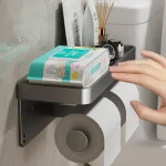 Toilet Paper Holder Wall-Mounted Aluminum Alloy Toilet Paper Holder Tissue Rack Bathroom Tissue Holder Bathroom Accessories 3