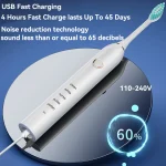 Sonic Electric Adult Toothbrush Rechargeable With 4 Replacement Brush Heads 5 Modes and 3 Intensity 2 Minute Intelligent Timer 6